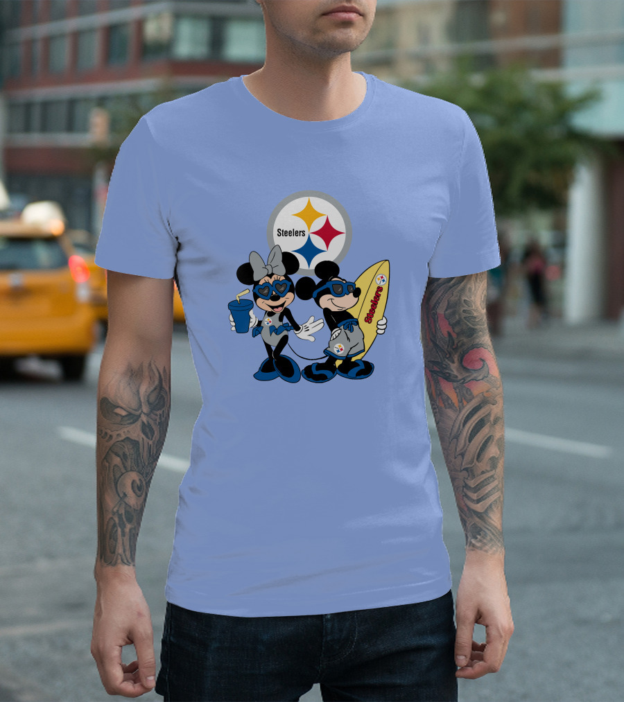 Steelers Mickey And Minnie Happy Vacation Adventure T-Shirt