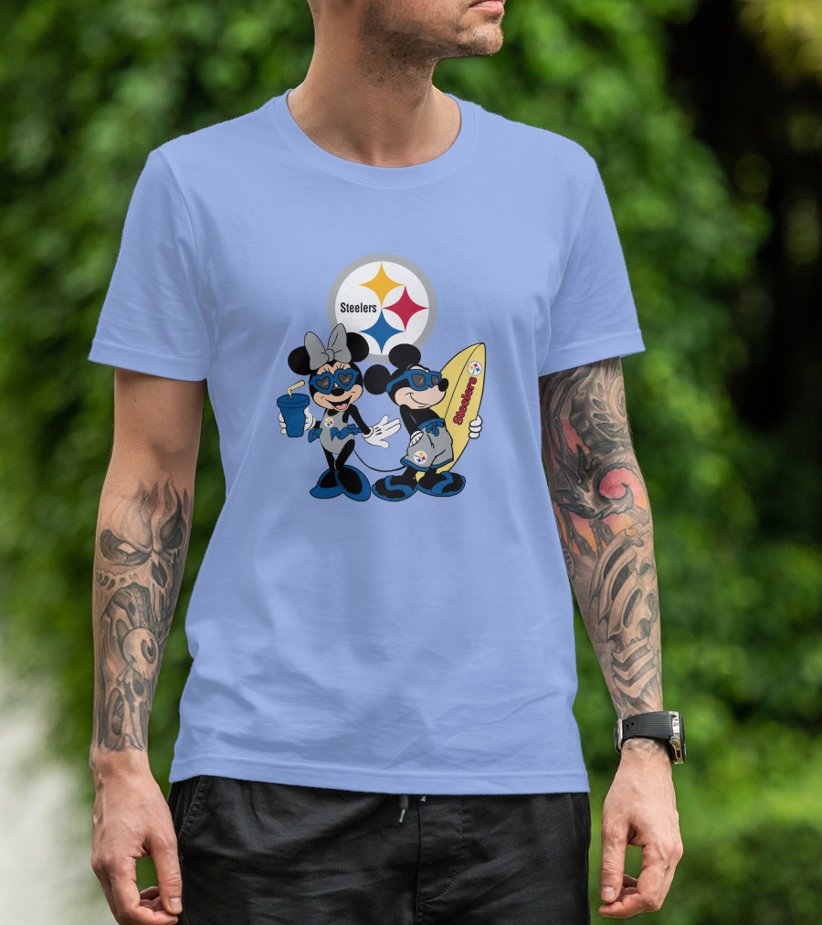 Steelers Mickey And Minnie Happy Vacation Adventure T-Shirt