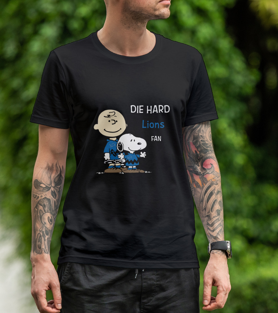 DIE HARD Lions FAN Snoopy Charlie Brown T-Shirt