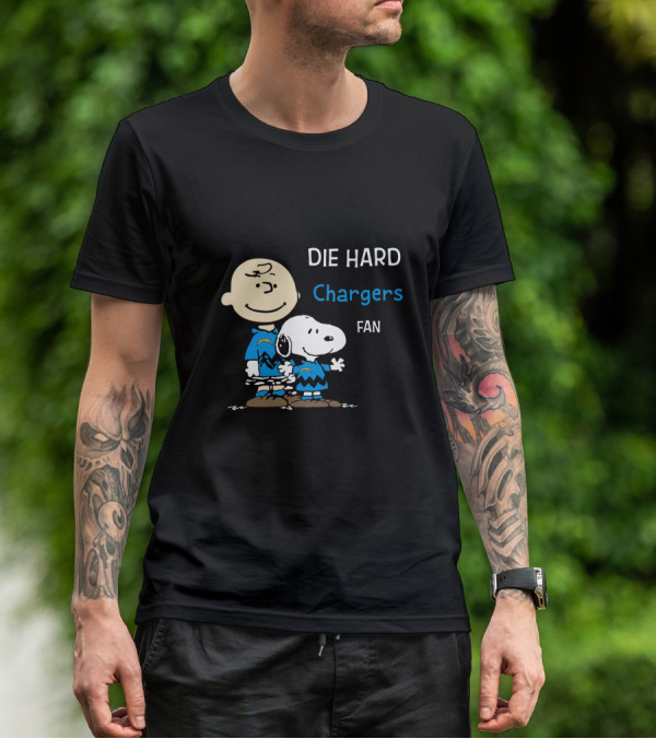 Die Hard Chargers Fan Snoopy And Charlie Brown T-Shirt