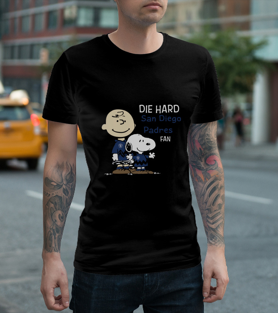 DIE HARD San Diego Padres FAN Snoopy Charlie Brown T-Shirt
