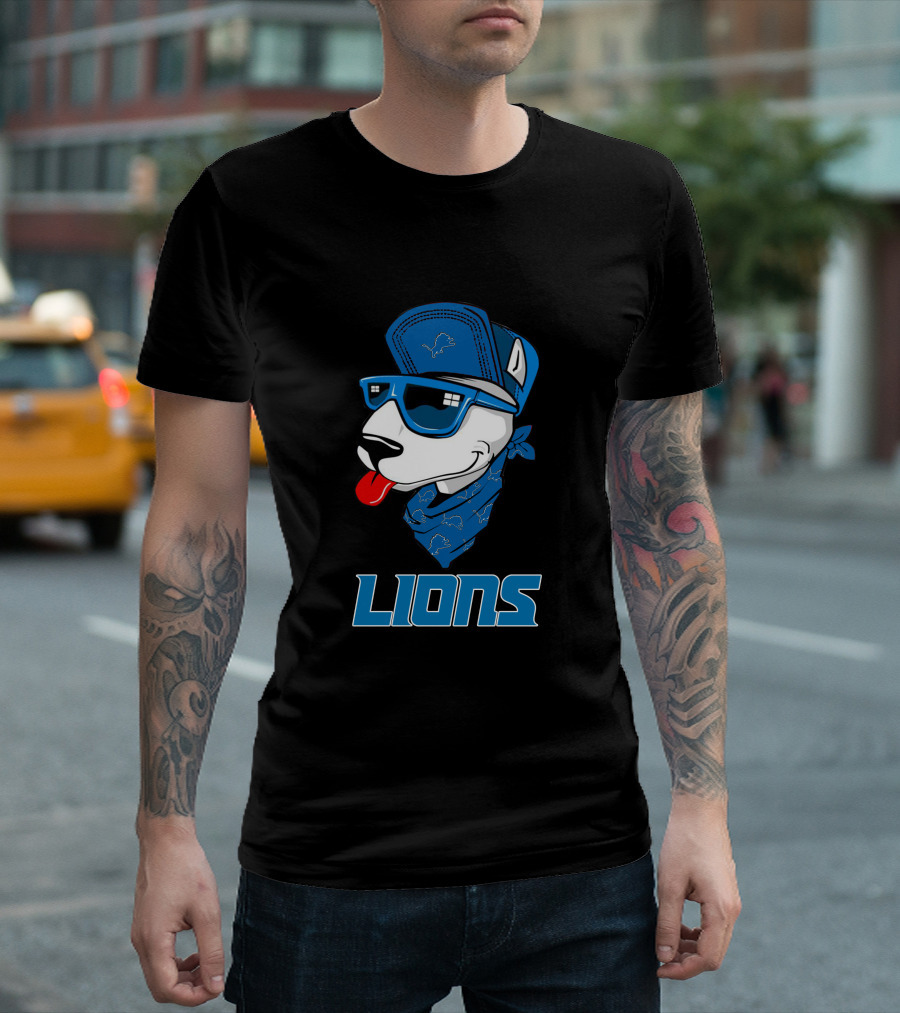 Lions Cool Bull Terrier with Hat and Sunglasses T-Shirt