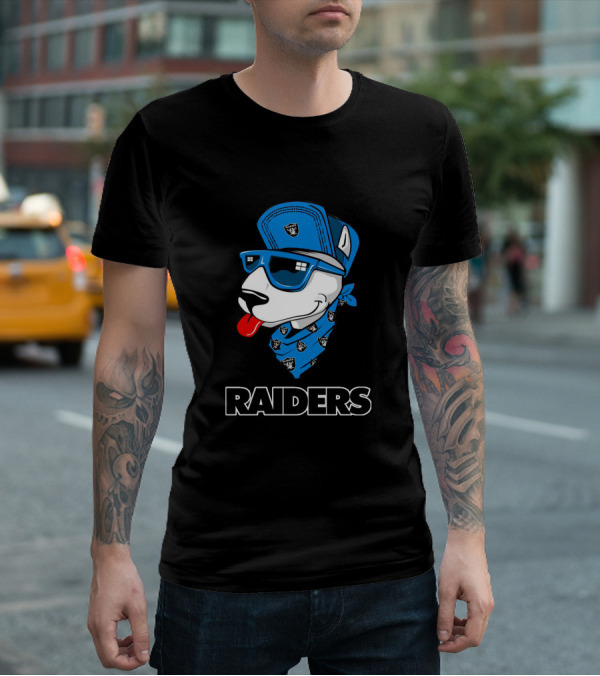 Raiders Bull Terrier Cool Blue Bandana And Cap T-Shirt