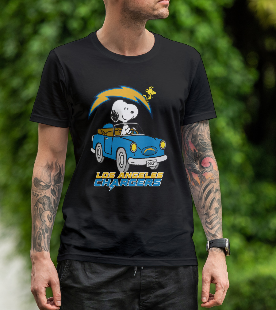 Los Angeles Chargers Snoopy Driving With Woodstock T-Shirt