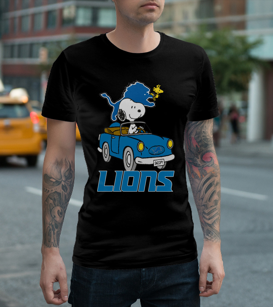 Lions Snoopy Detroit Football Ride with Woodstock T-Shirt