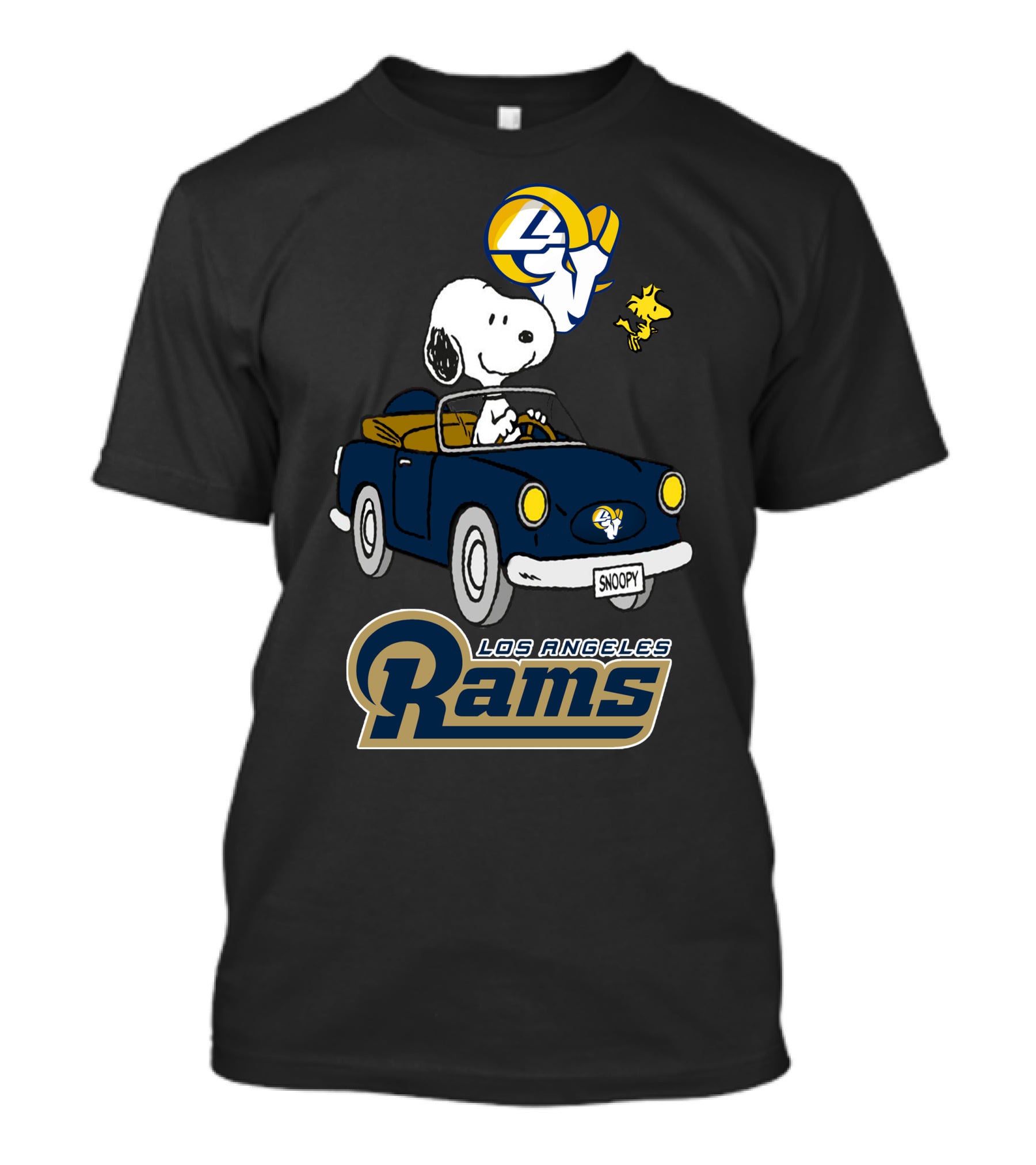 Los Angeles Rams Snoopy Driving With Woodstock T-Shirt