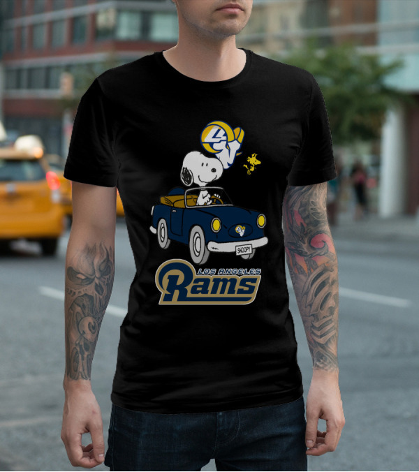 Los Angeles Rams Snoopy Driving With Woodstock T-Shirt