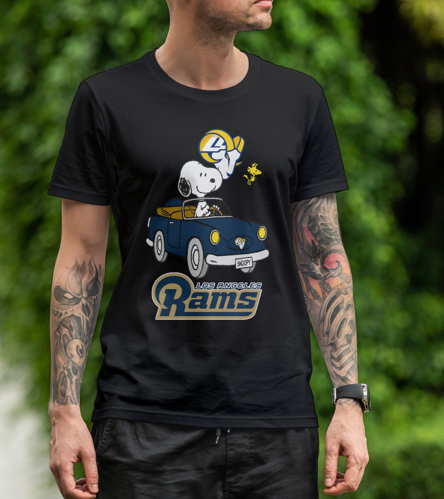 Los Angeles Rams Snoopy Driving With Woodstock T-Shirt