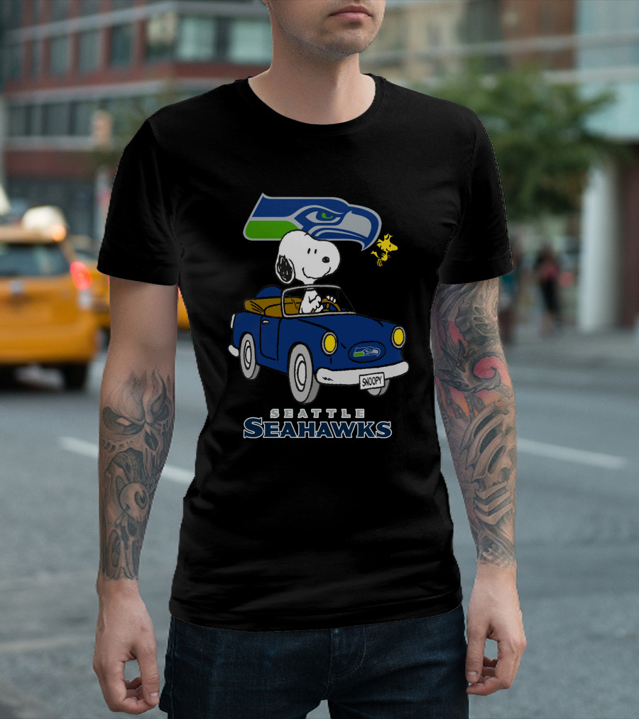 Snoopy Seattle Seahawks Long Ride Adventure T-Shirt