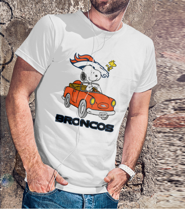 Broncos Snoopy Driving Adventure With Woodstock NFL T-Shirt