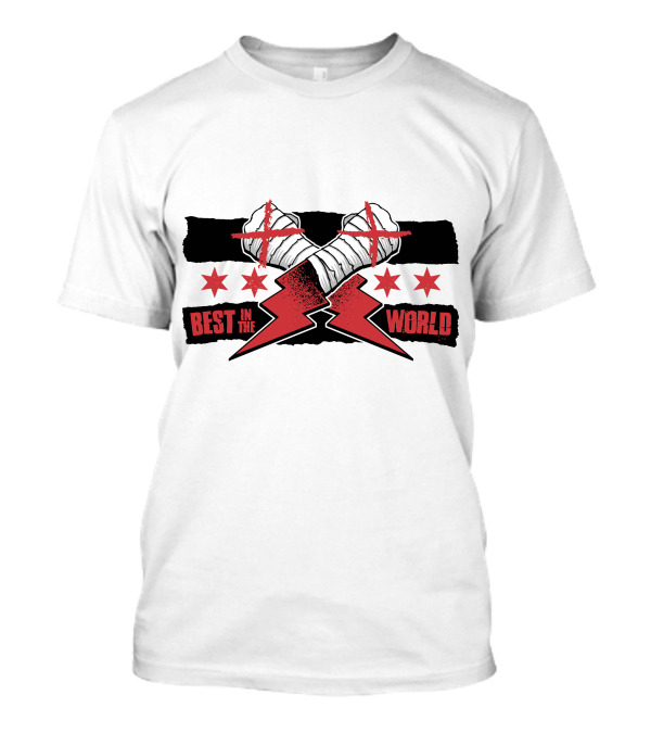 Best In The World Crossed Fists Red Lightning Stars T-Shirt