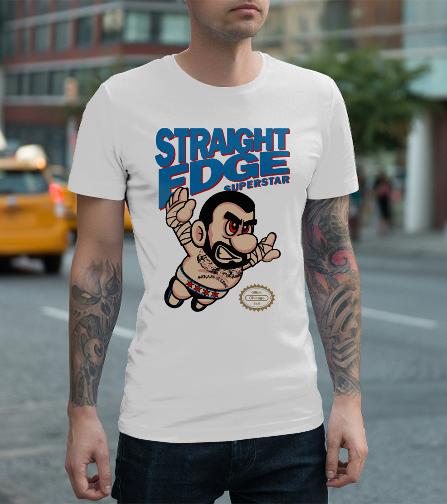 Straight Edge Superstar CM Punk Mario Official Chicago Seal T-Shirt