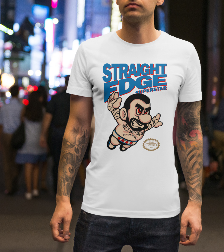 Straight Edge Superstar CM Punk Mario Official Chicago Seal T-Shirt