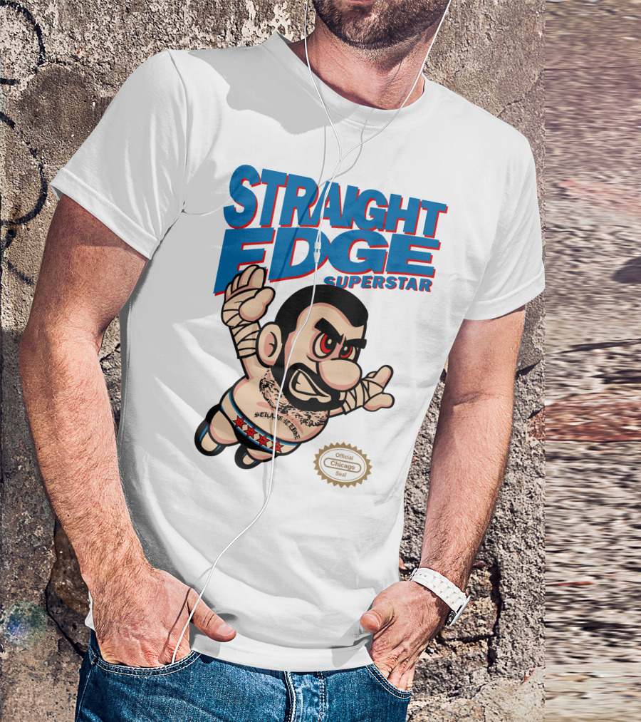 Straight Edge Superstar CM Punk Mario Official Chicago Seal T-Shirt