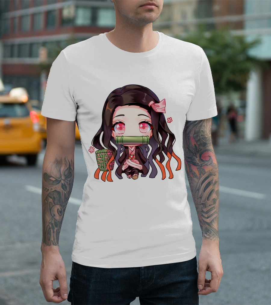 Nezuko Fanart Chibi Style Pink Aesthetic Character T-Shirt