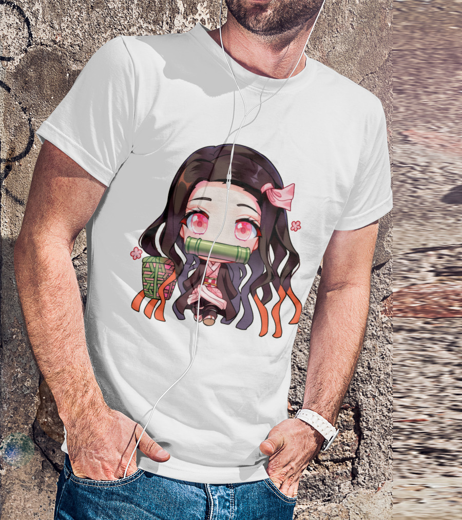 Nezuko Fanart Chibi Style Pink Aesthetic Character T-Shirt