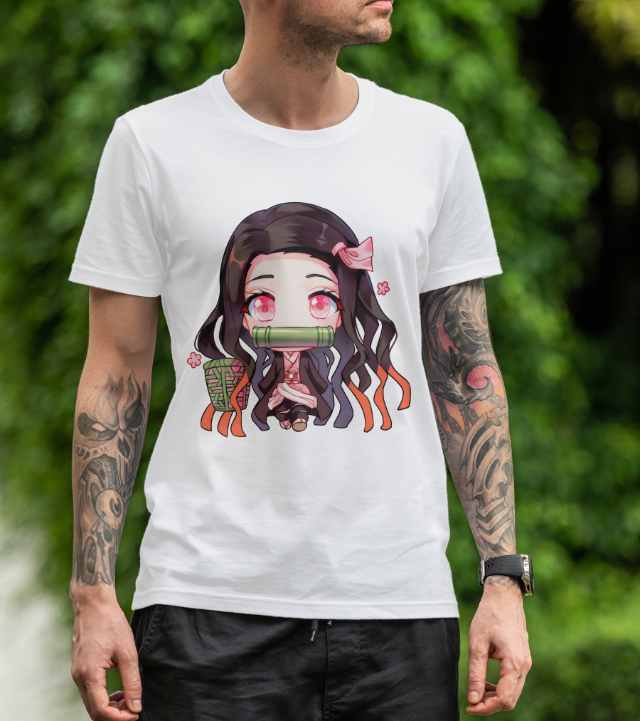 Nezuko Fanart Chibi Style Pink Aesthetic Character T-Shirt
