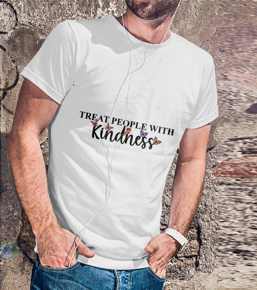 Treat People With Kindness Colorful Butterflies T-Shirt