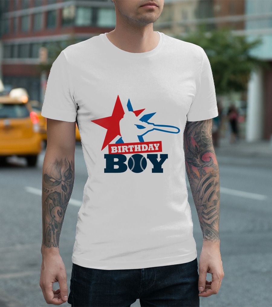 Birthday Boy Baseball Silhouette Star T-Shirt