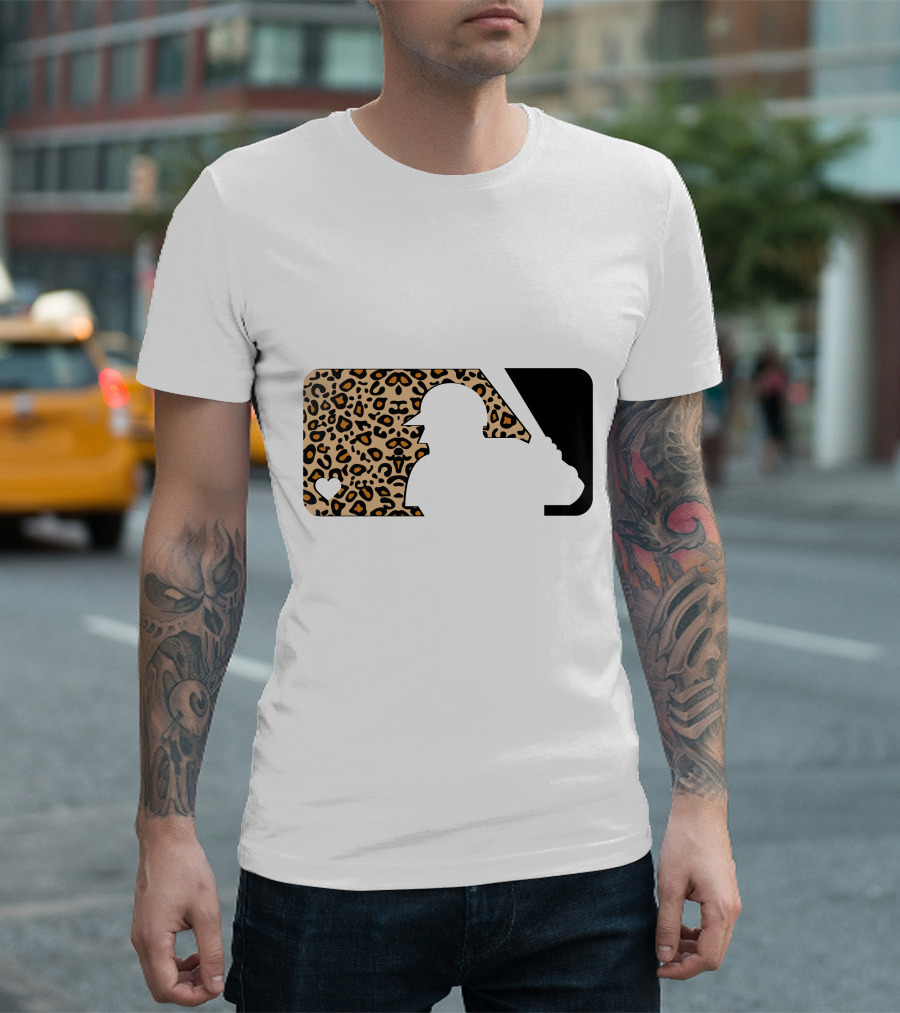 MLB Baseball Leopard Print Batter Silhouette Sublimated T-Shirt