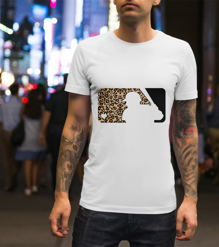 MLB Baseball Leopard Print Batter Silhouette Sublimated T-Shirt