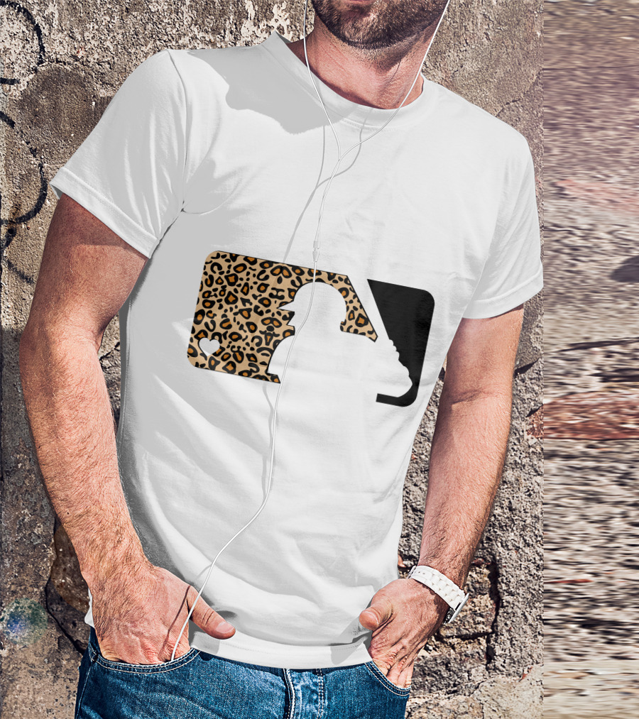MLB Baseball Leopard Print Batter Silhouette Sublimated T-Shirt