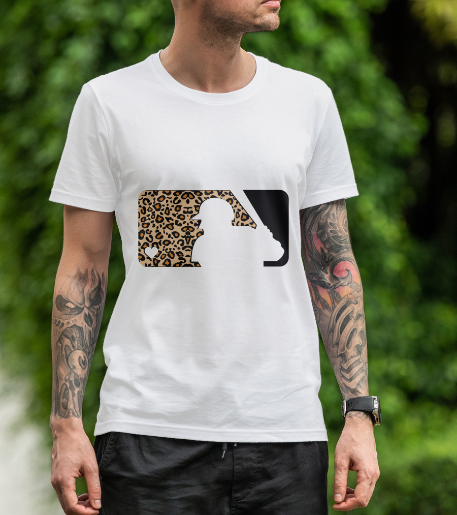 MLB Baseball Leopard Print Batter Silhouette Sublimated T-Shirt