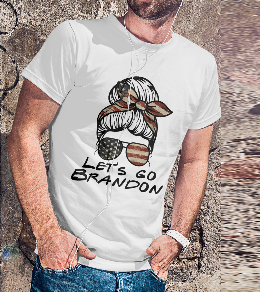 Let's Go Brandon American Flag Sunglasses And Bandana T-Shirt