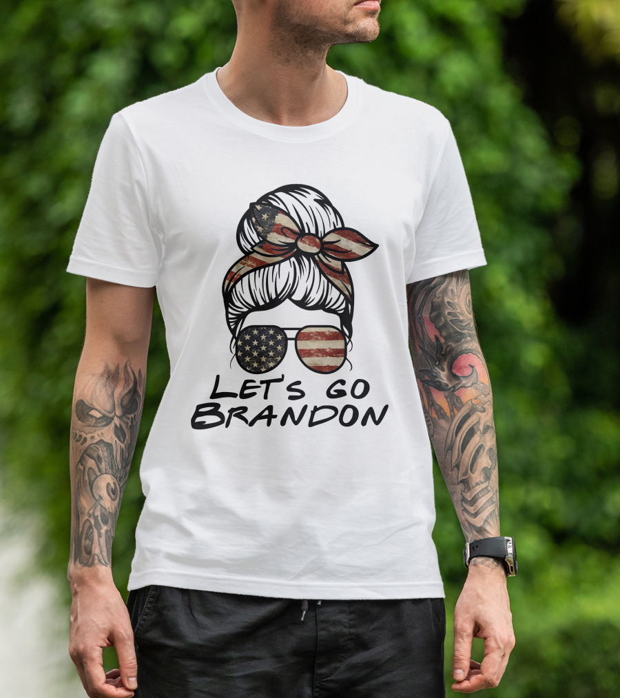 Let's Go Brandon American Flag Sunglasses And Bandana T-Shirt