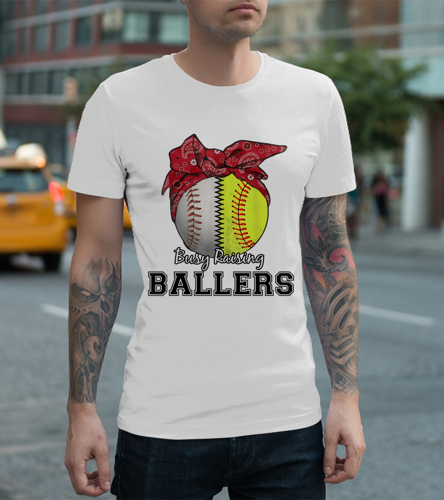 Busy Raising Baseball and Softball Ballers Bandana T-Shirt