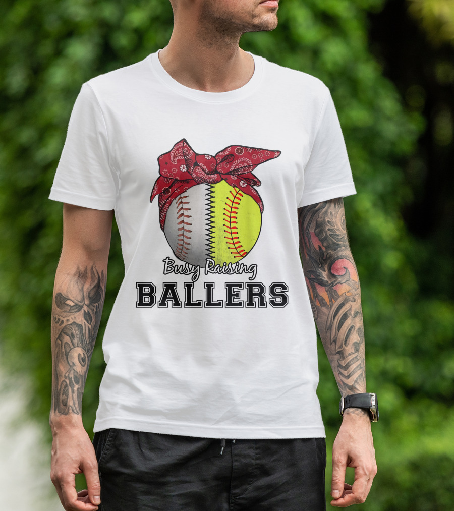 Busy Raising Baseball And Softball Ballers Bandana T-Shirt