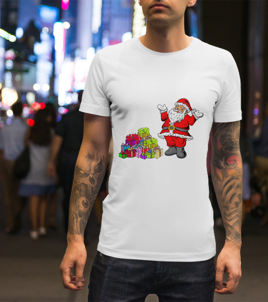 Santa Claus With Colorful Wrapped Gifts T-Shirt