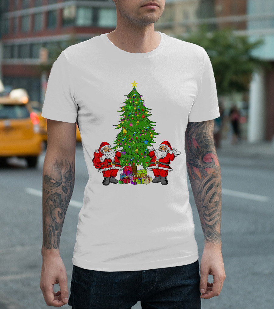 Christmas Tree Santa Claus Presents Holiday Decor T-Shirt