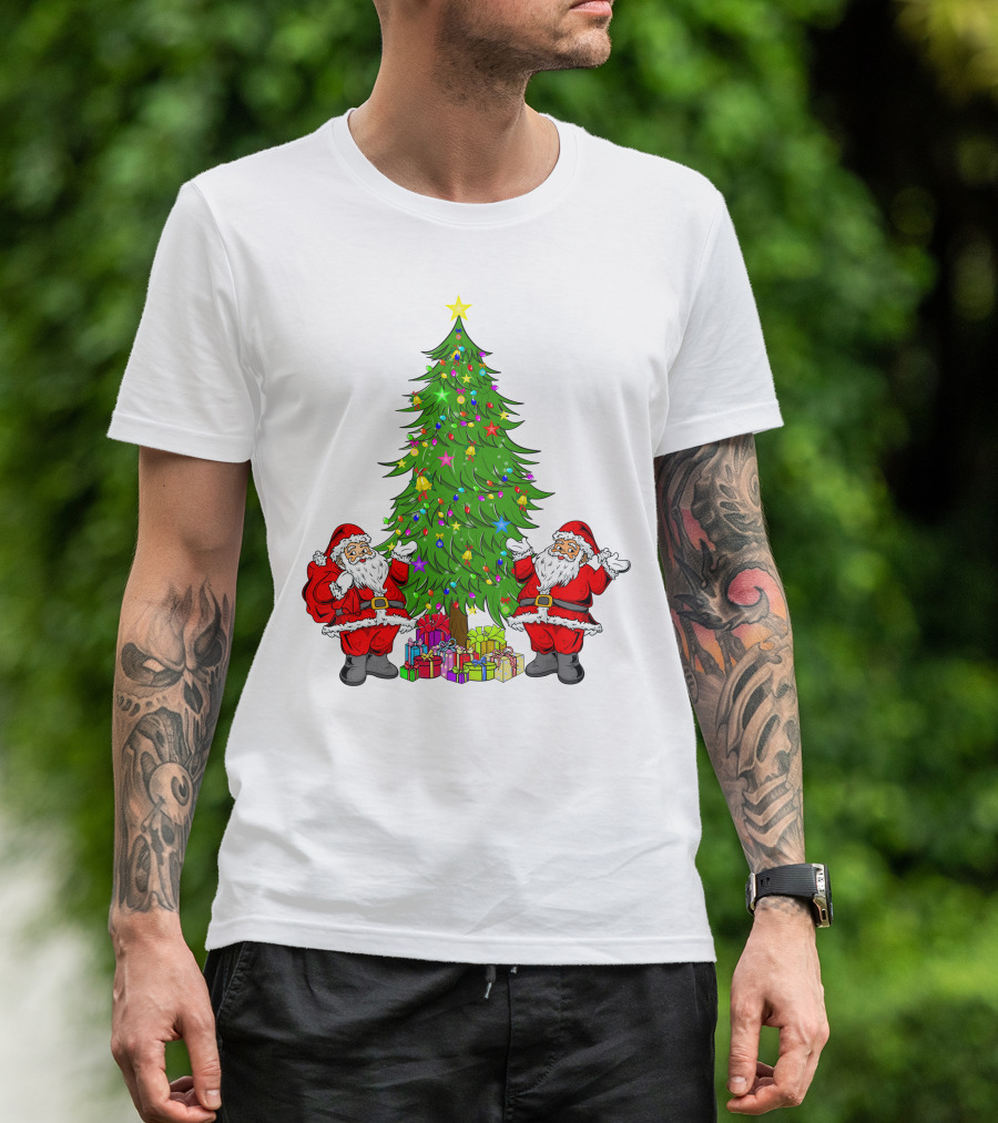 Christmas Tree Santa Claus Presents Holiday Decor T-Shirt