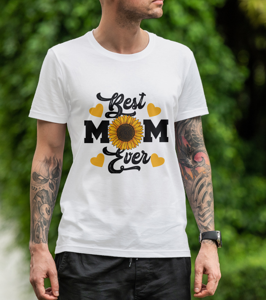 Best Mom Ever Sunflower Hearts T-Shirt