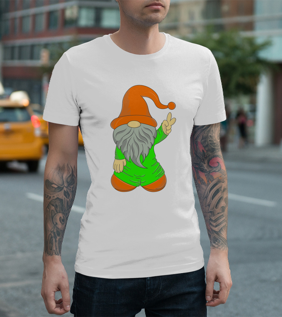 Cute Gnome Say Hi Peace Gesture T-Shirt