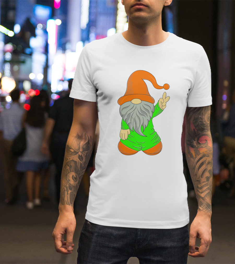 Cute Gnome Say Hi Peace Gesture T-Shirt