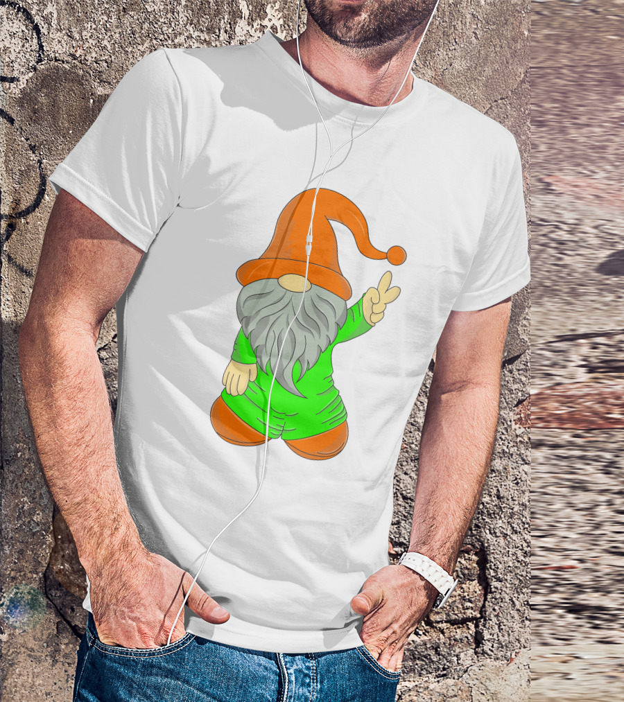 Cute Gnome Say Hi Peace Gesture T-Shirt
