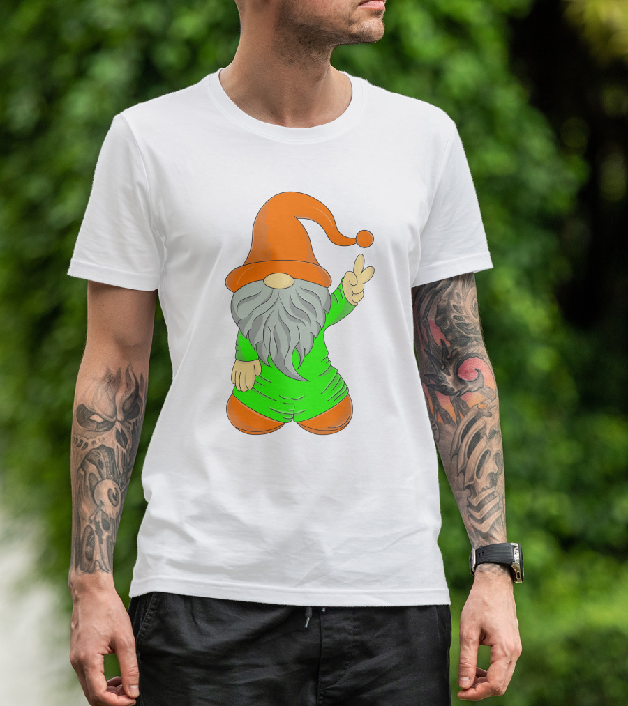 Cute Gnome Say Hi Peace Gesture T-Shirt