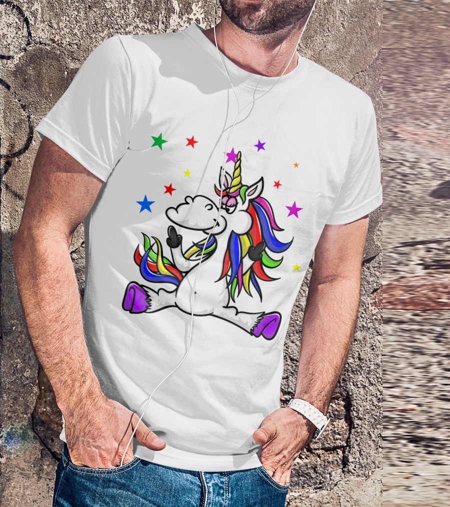 Funny Unicorn Twinkles Rainbow Star T-Shirt