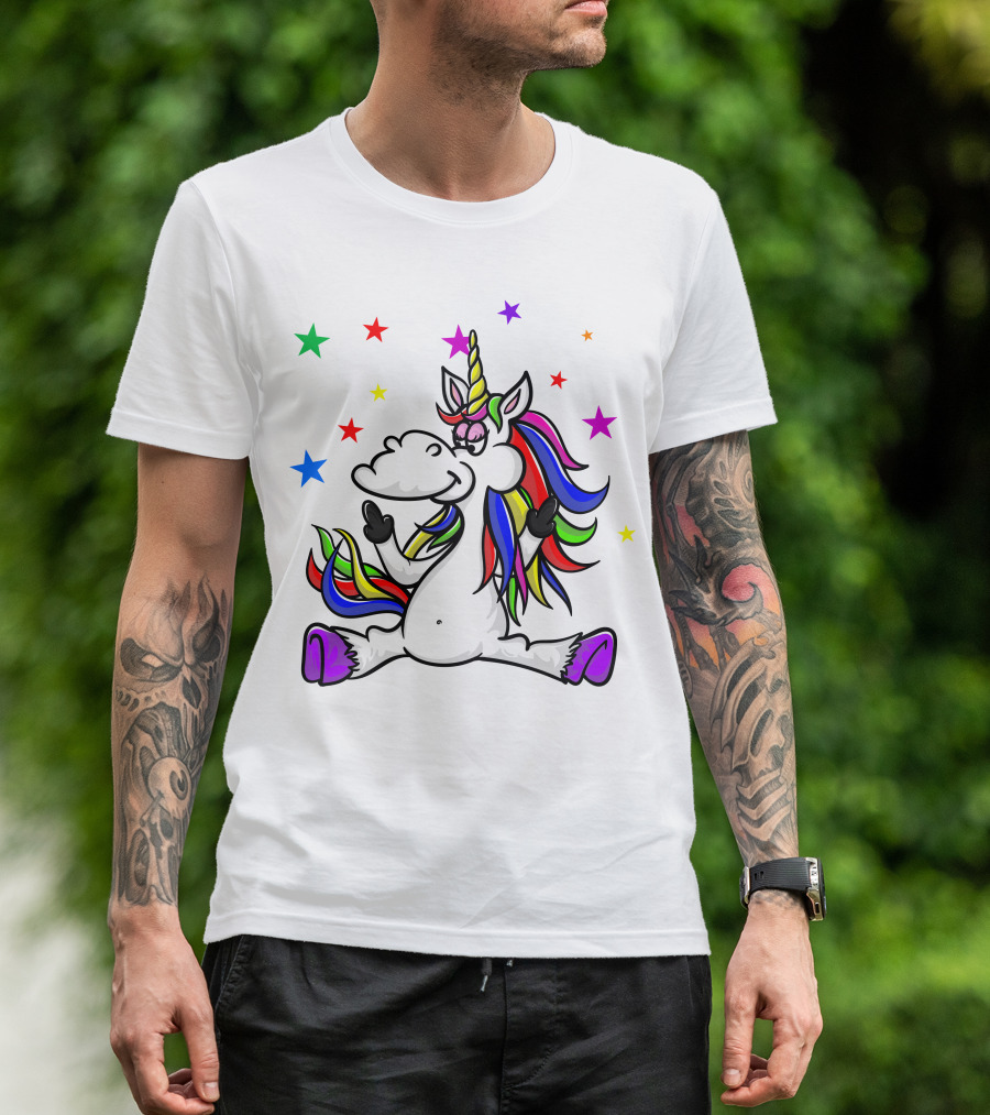 Funny Unicorn Twinkles Rainbow Star T-Shirt