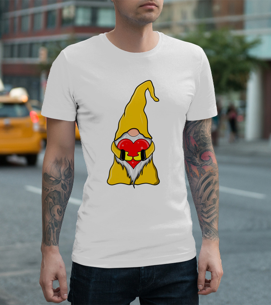 Gnome Holding Heart Hippie Valentine T-Shirt