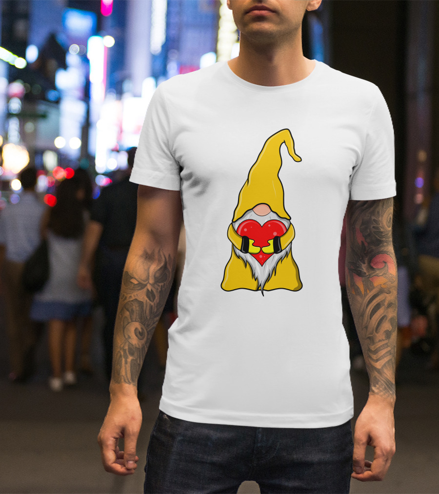 Gnome Holding Heart Hippie Valentine T-Shirt