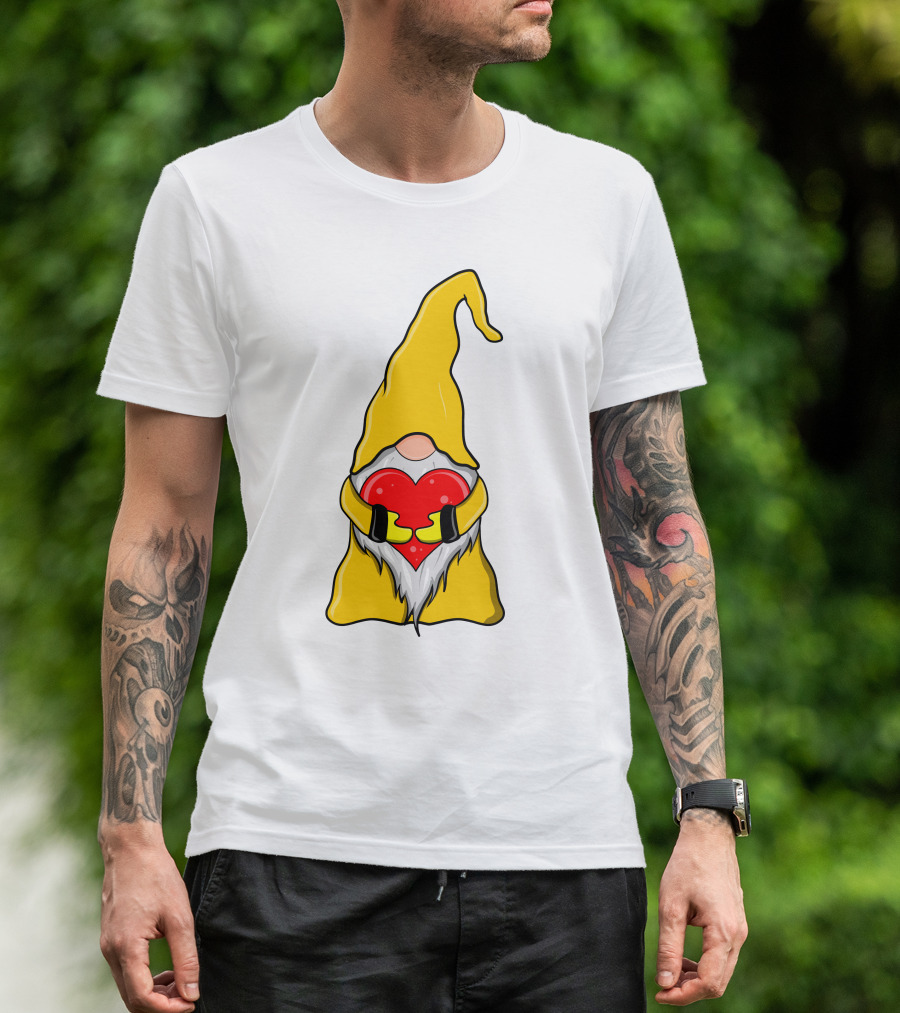 Gnome Holding Heart Hippie Valentine T-Shirt