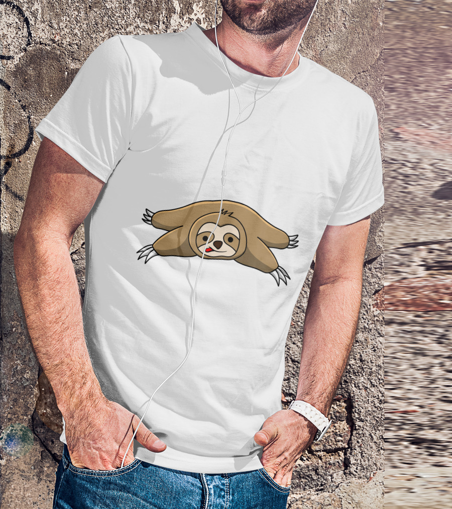 Lazy Sloth Relaxing With Tongue Out Iconic Pose T-Shirt