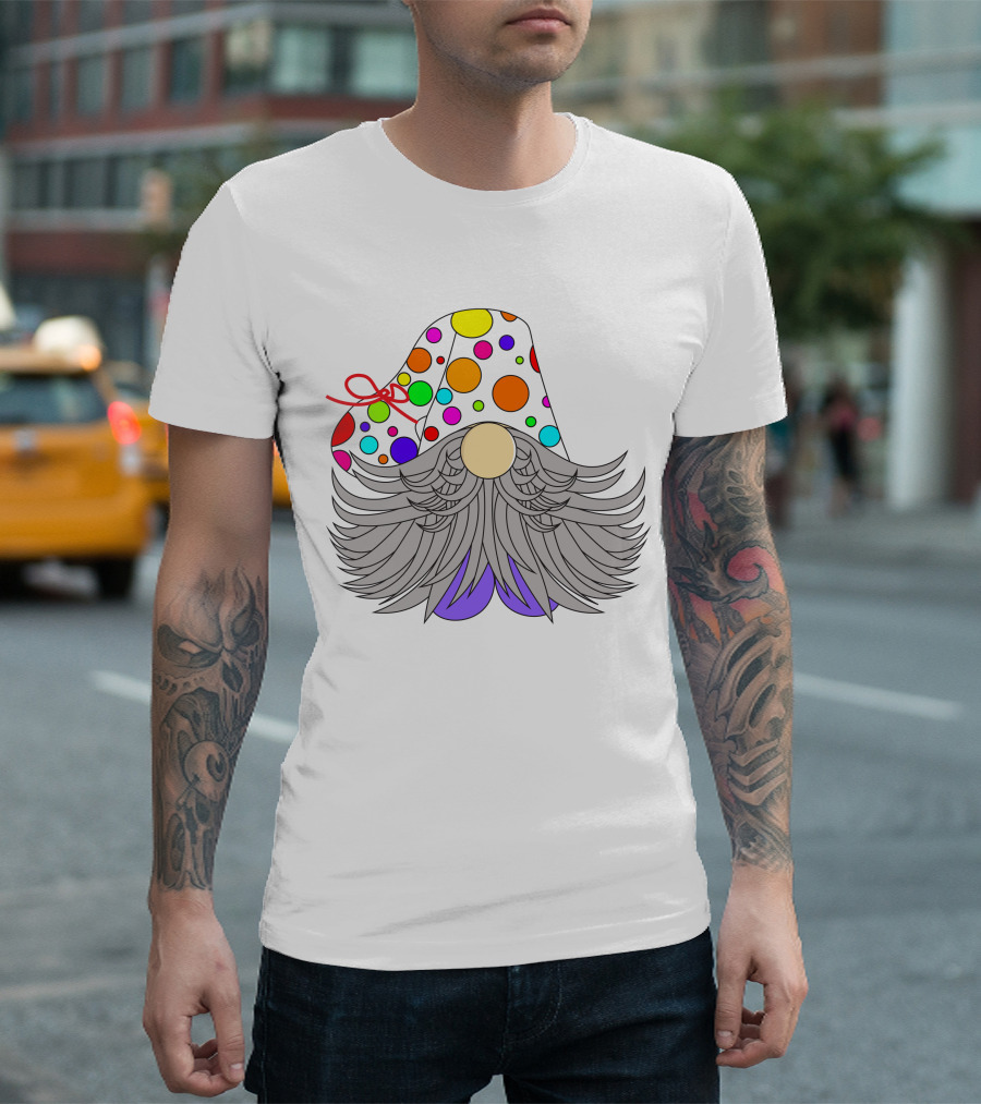 Colorful Polka Dot Party Hat Gnome Birthday T-Shirt