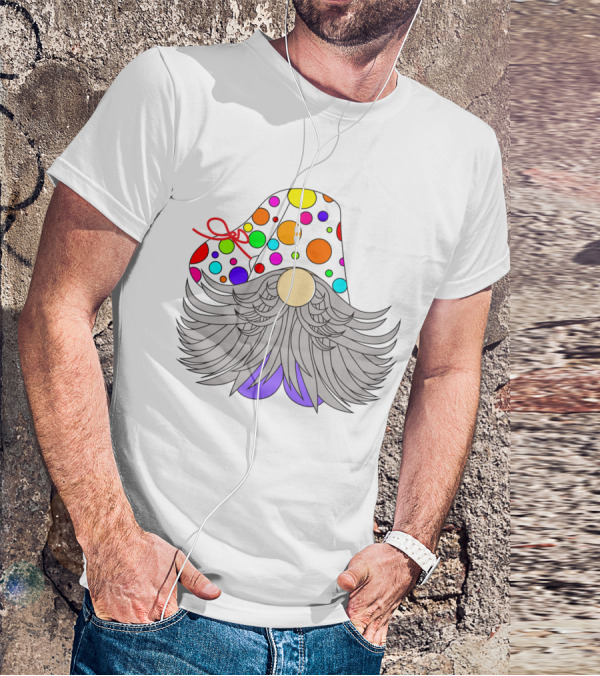 Colorful Polka Dot Party Hat Gnome Birthday T-Shirt