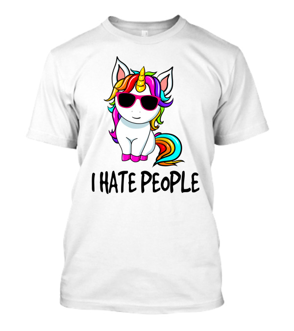 I Hate People Unicorn Rainbow Sunglasses T-Shirt