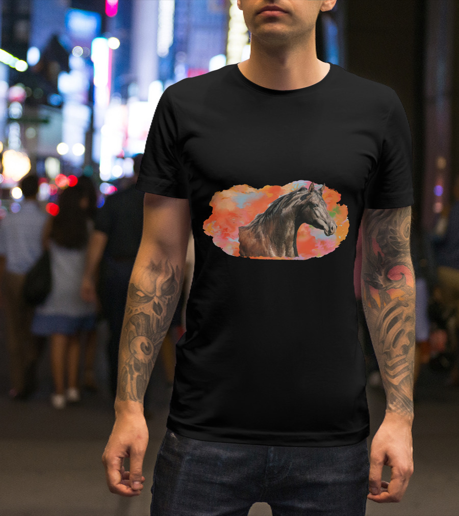 Arabian Horse With Vibrant Abstract Background T-Shirt