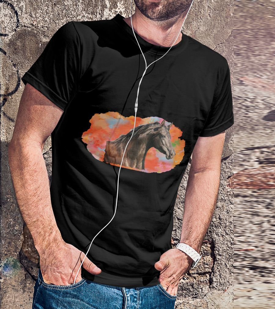 Arabian Horse With Vibrant Abstract Background T-Shirt